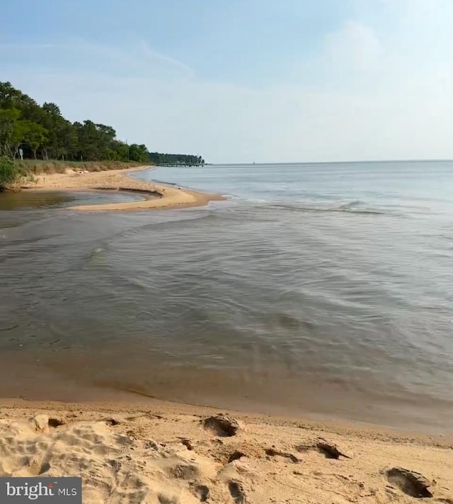 property view of water with a beach view