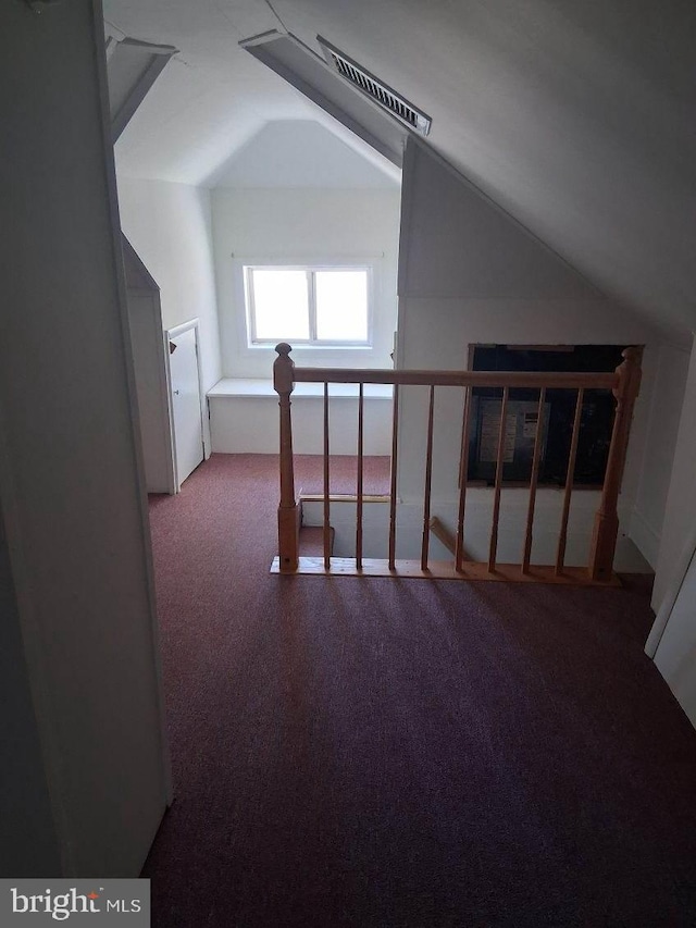 additional living space featuring carpet floors and lofted ceiling