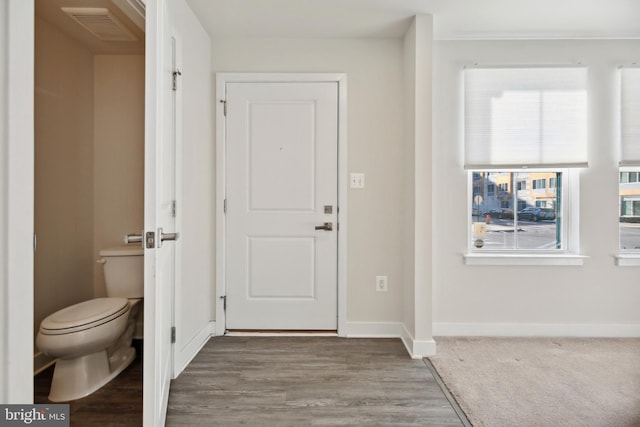 foyer entrance with hardwood / wood-style floors