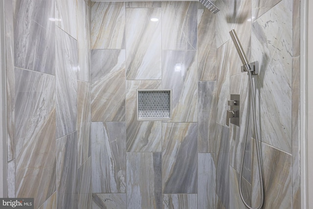 interior details with tiled shower