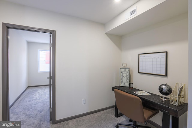 view of carpeted office space