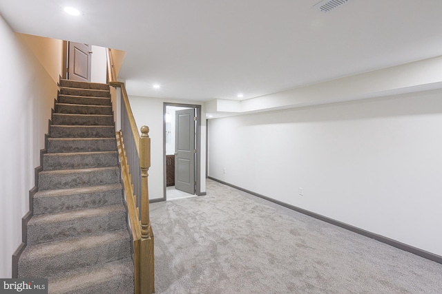 basement with carpet