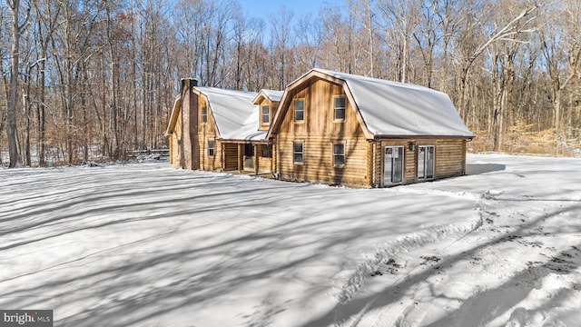 view of snow covered exterior