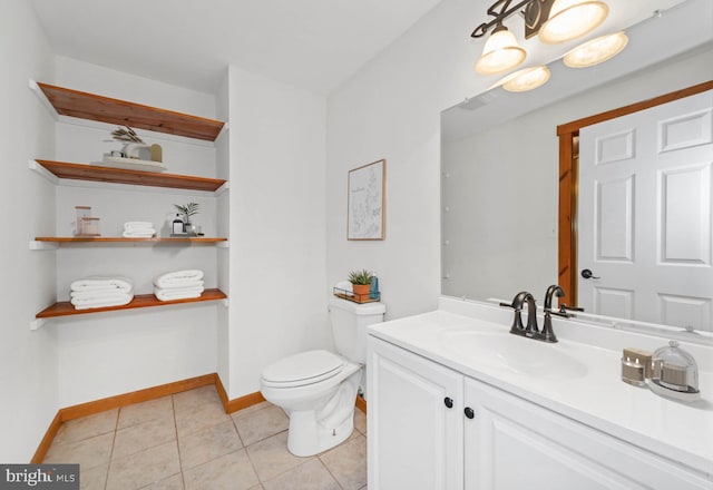 bathroom featuring tile patterned flooring, vanity, and toilet