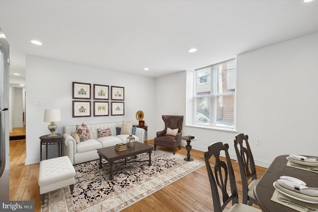 living room with light wood-type flooring