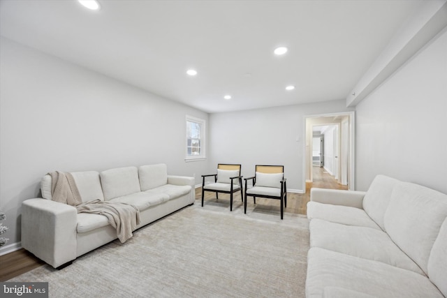 living room with light wood-type flooring