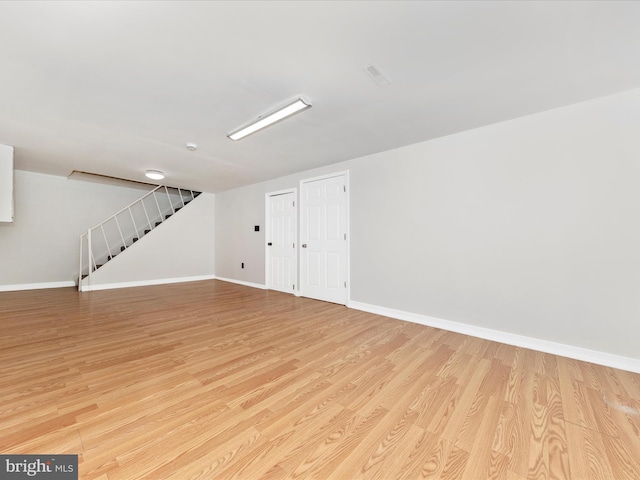 spare room featuring light hardwood / wood-style flooring