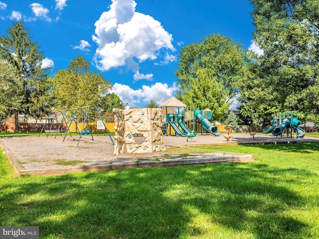 view of play area featuring a yard