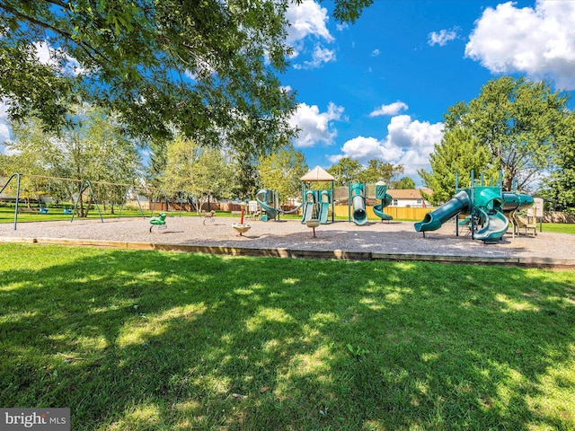 view of play area featuring a yard