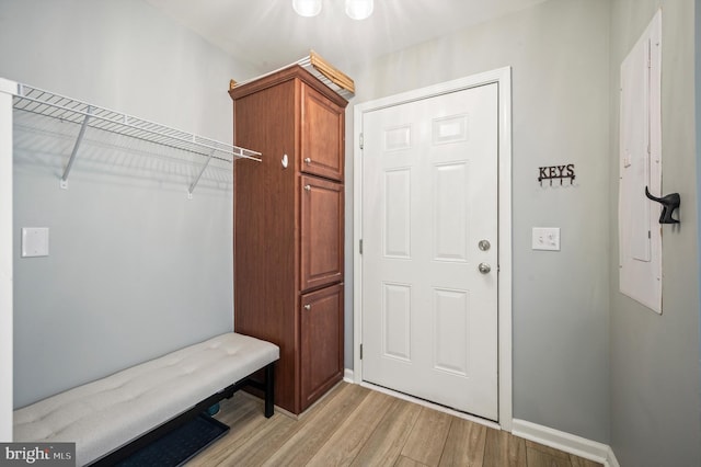 mudroom with light wood-type flooring