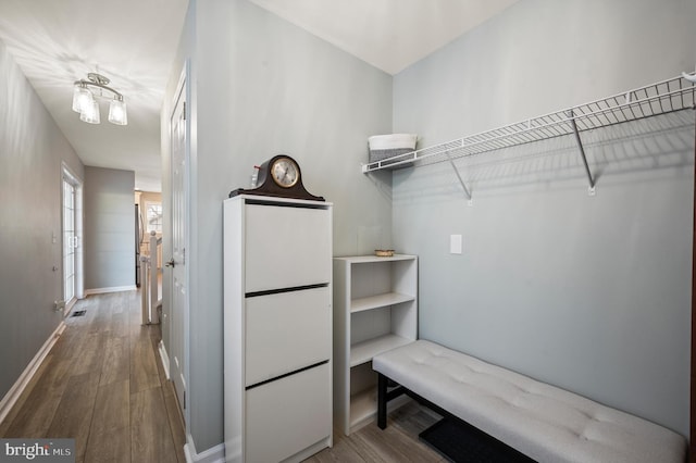 walk in closet featuring hardwood / wood-style flooring