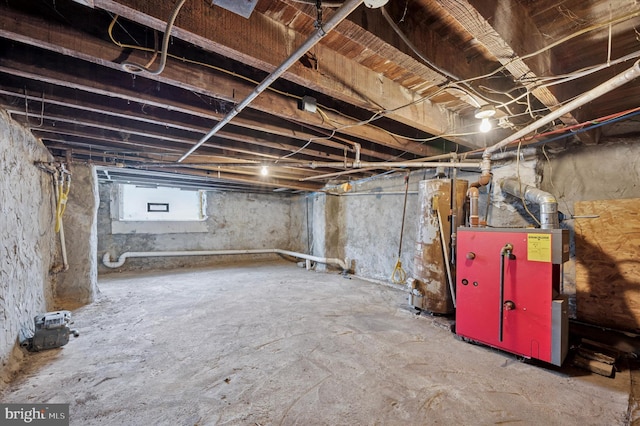 basement with water heater