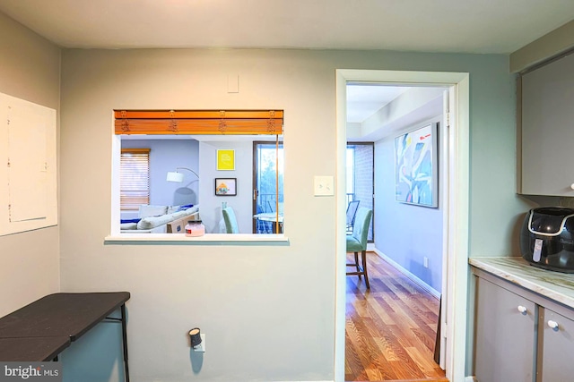 hall featuring light wood-type flooring