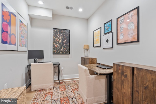 office featuring light hardwood / wood-style floors