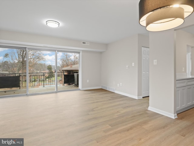 unfurnished living room with light hardwood / wood-style floors