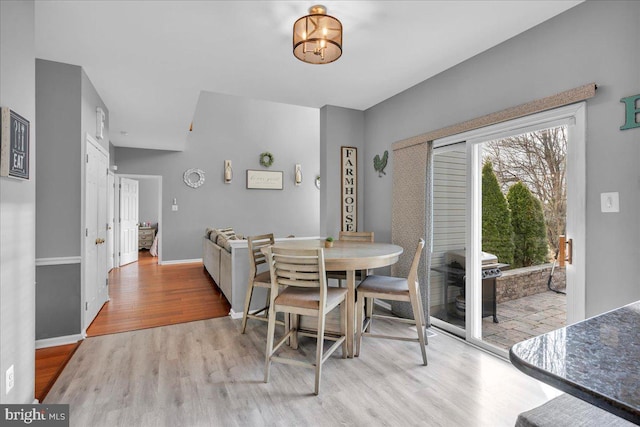 dining space featuring light hardwood / wood-style floors