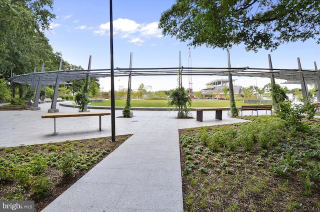 view of community featuring a pergola