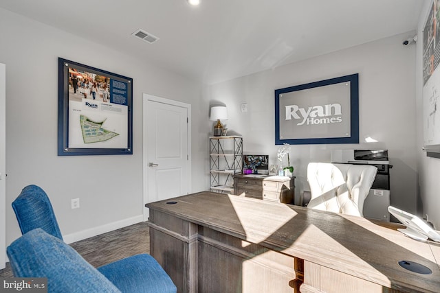 office featuring dark hardwood / wood-style flooring