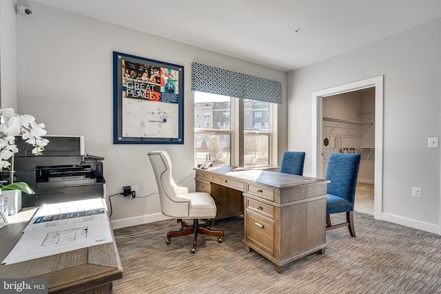 office area featuring carpet flooring