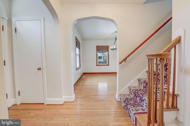 foyer featuring light wood-type flooring