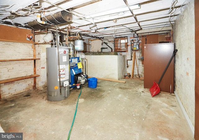 basement featuring gas water heater