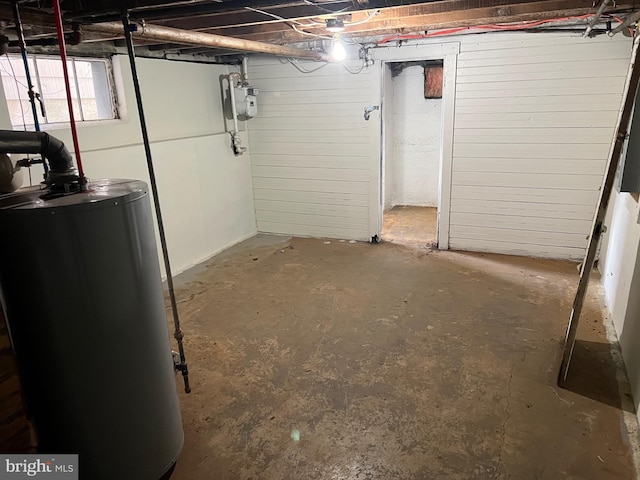 basement featuring water heater