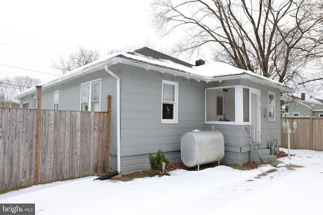 view of snow covered exterior