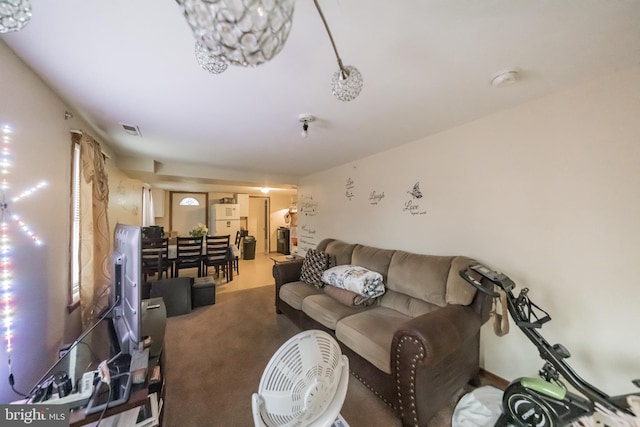 living room featuring carpet floors