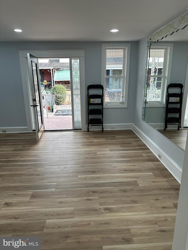 entryway with light wood-type flooring