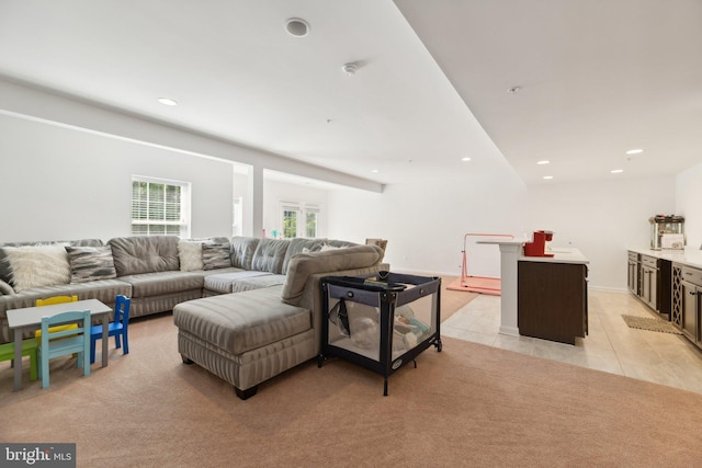 view of tiled living room