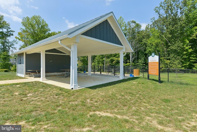 view of community with a gazebo, a yard, and a patio