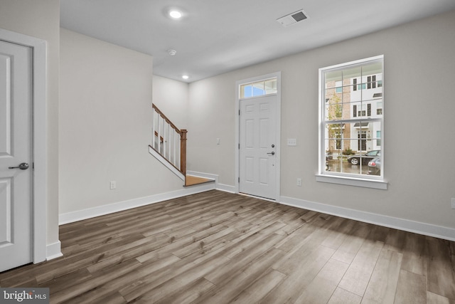 entrance foyer with wood-type flooring