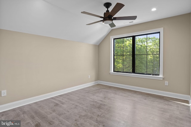 bonus room featuring vaulted ceiling and ceiling fan