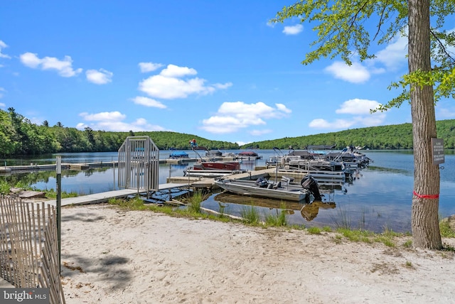 view of dock featuring a water view