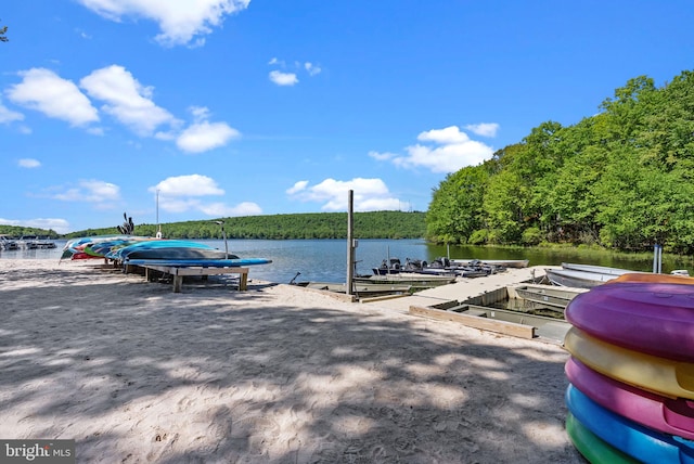 property view of water featuring a dock