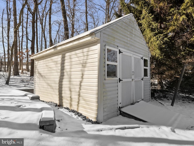 view of snow covered structure