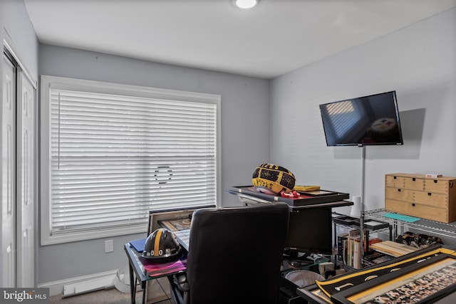 carpeted home office featuring a healthy amount of sunlight