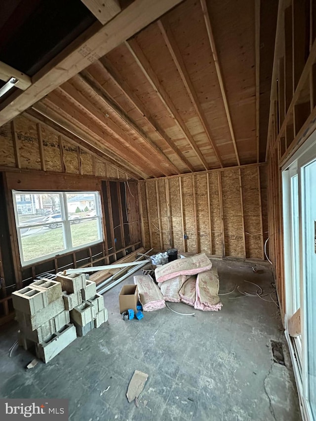 misc room featuring lofted ceiling