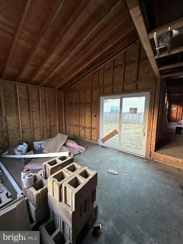 view of unfinished attic