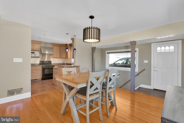 dining room with light hardwood / wood-style flooring