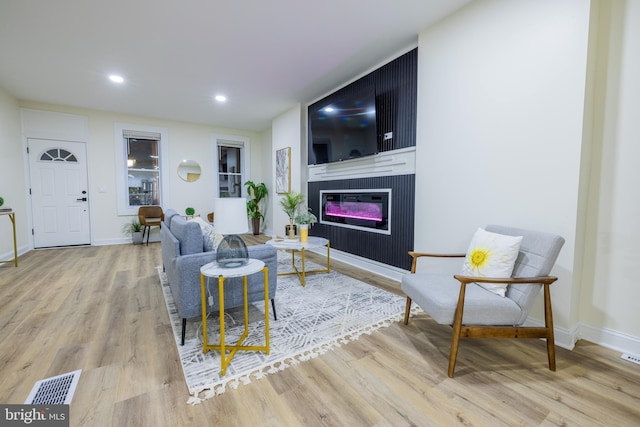 living room featuring light hardwood / wood-style flooring