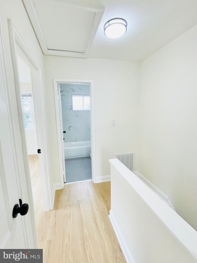 hall featuring light hardwood / wood-style floors