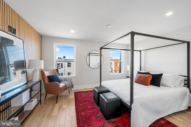 bedroom featuring light wood-type flooring