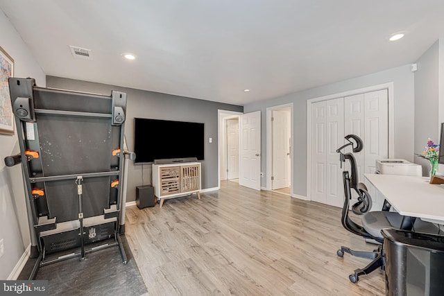 office featuring light hardwood / wood-style floors