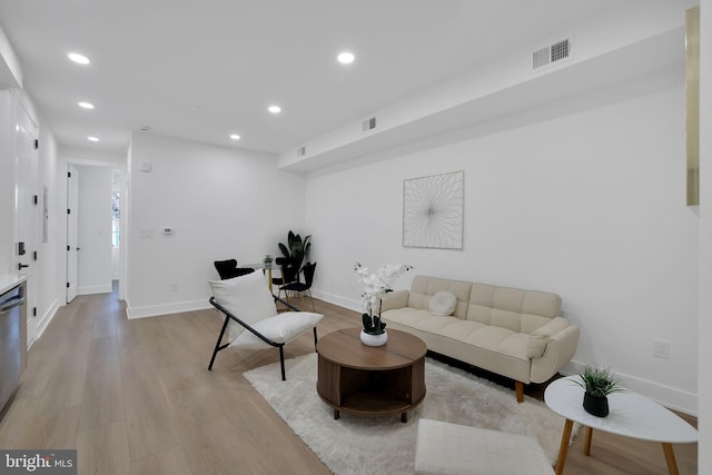 living room featuring light hardwood / wood-style flooring