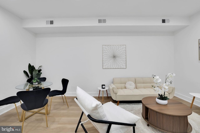 living room featuring light hardwood / wood-style flooring