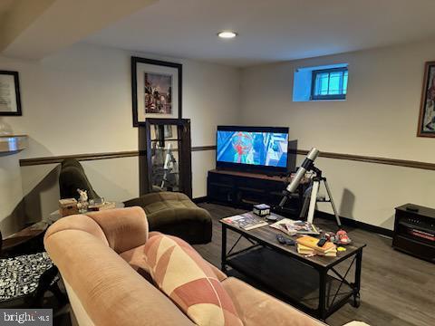 living room with hardwood / wood-style flooring