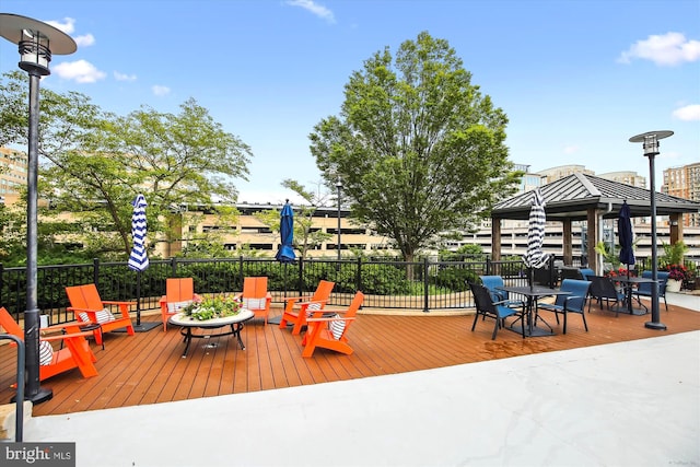 wooden deck with a gazebo