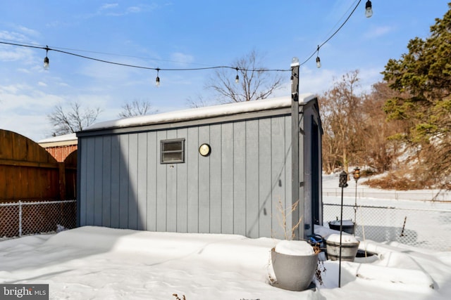 view of snow covered structure