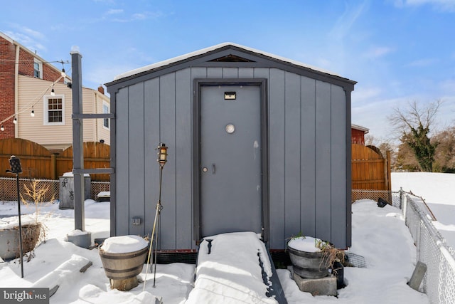 view of snow covered structure